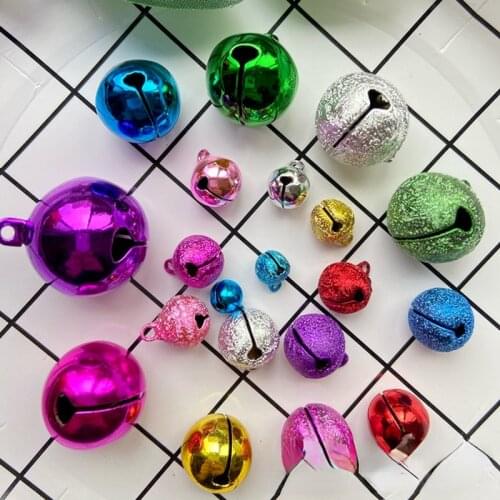 30 Pcs Color Frosted Metal Small Bell Christmas Supplies DIY Key Chain Accessories Wind Bell Pet Collar Copper Bell