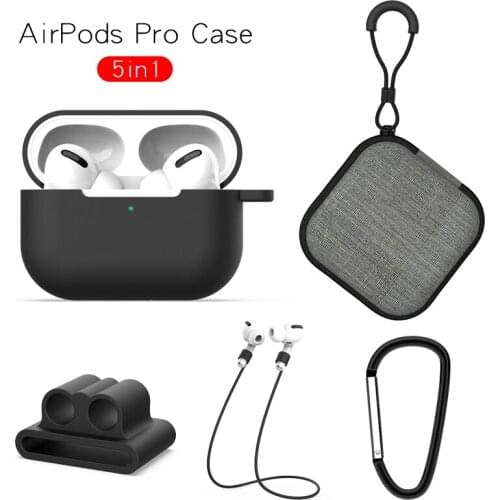 For apple Airpod Pro case anti-lost rope storage bag silicone 5-piece set earphone accessories case airpods earphone cover
