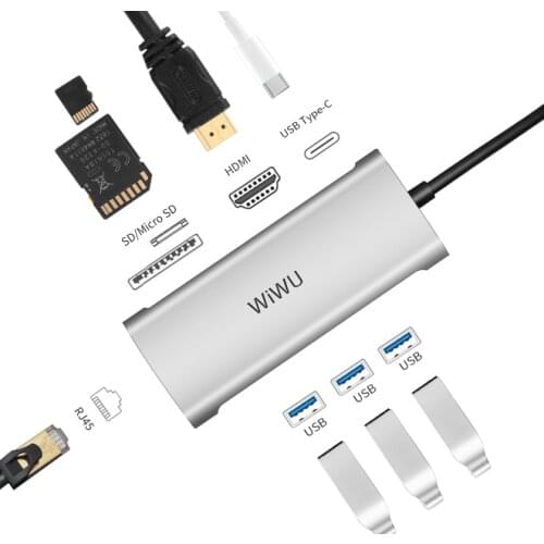 Wiwu type-C docking station Apple Computer converter is suitable for Huawei notebook / MacBook Pro / thunder 3 expansion 8 in 1