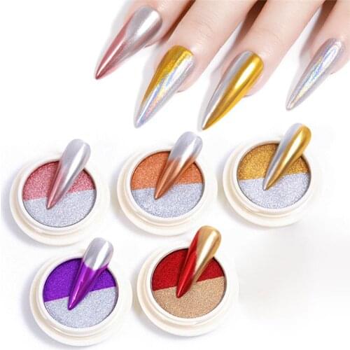 Double Color Mirror Nail Powder Shining Glitter Sequins DIY Manicure Decoration Sparkling Flakes Pigment Manicur Nail Art