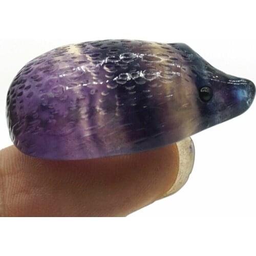 Hedgehog Figurine Natural Gemstone Fluorite Crystal Healing Reiki Statue Decor 1.37"