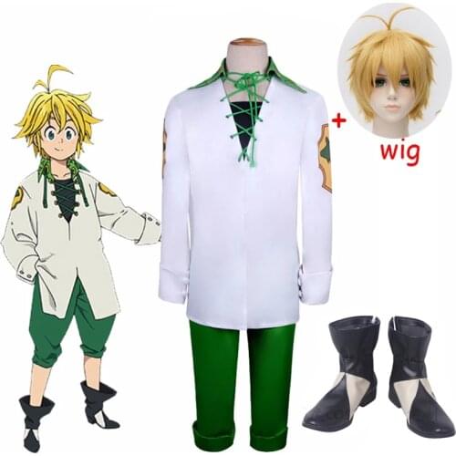 Anime The Seven Deadly Sins Cosplay Meliodas Uniform Costume Complete Outfit Tops Pants Suit Halloween Party clothing
