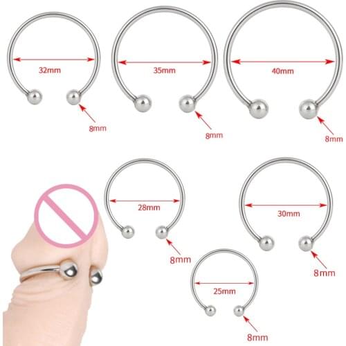 Penis Ring Head Glans Stainless Steel Penis Ring 25-30-35-40mm Semen Cock Ring Sex toys for For Male Penis Enlargement Erection