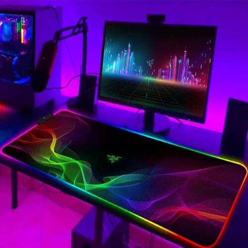 Mouse Pad RGB Razer Gaming Accessories Computer Large 900x400 Mousepad Gamer Rubber Carpet With Backlit keyboard LED Mouse Mats