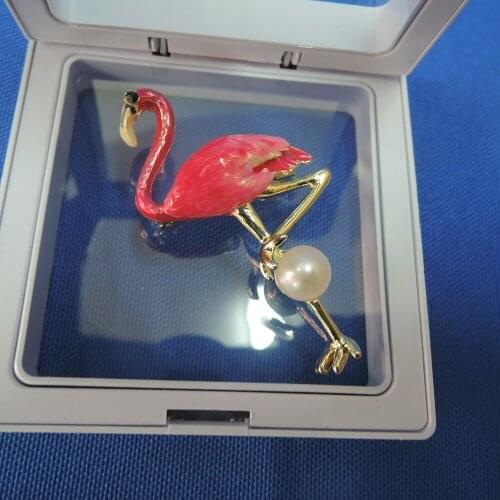 Nice packing high quality Flamingo brooch ,100% nature freshwater pearl brooch -very fashion high quality