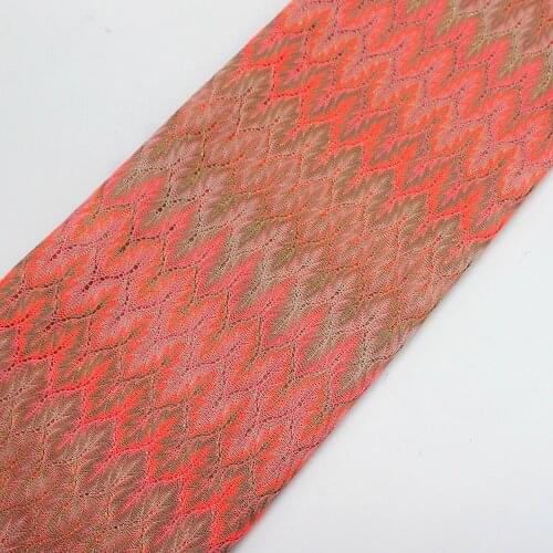 Zig Zag Knits Lace Fabrics 1 Meter For Dress Orange Wave Striped Crochet Mesh Fabrics Diy Fashion Cloth Maple Leaf 150CM Wide