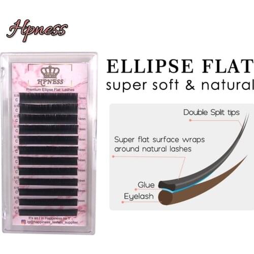 Soft Ellipse Eyelashes Flat False Lashes Ellipse Split Tips Double Tips High Quality Super Soft Flat Mink Eyelashes Faux Cils