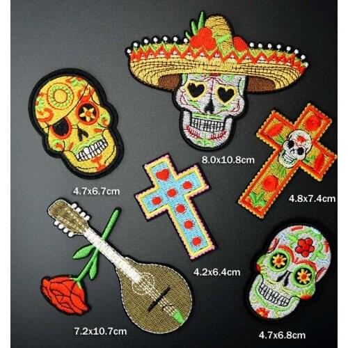 Skull Cross Patch for Clothing Iron on Embroidered Sew Applique Cute Fabric Badge Garment DIY Apparel Accessories