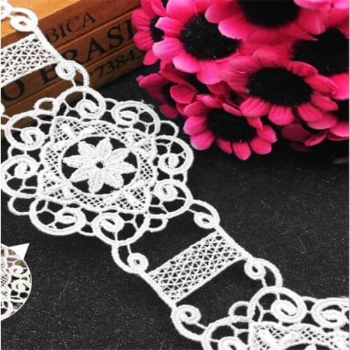 Summer new 5.2CM exquisite womens water soluble embroidery high quality polyester hollow round lace