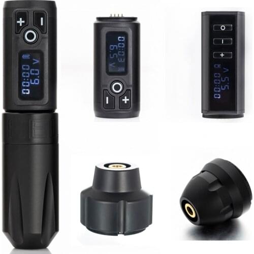 New Wireless Tattoo Machine Pen Hollow Cup Motor Strong Quiet With 1800mA/h Mini Wilress Power RCA Adapter Free Shipping
