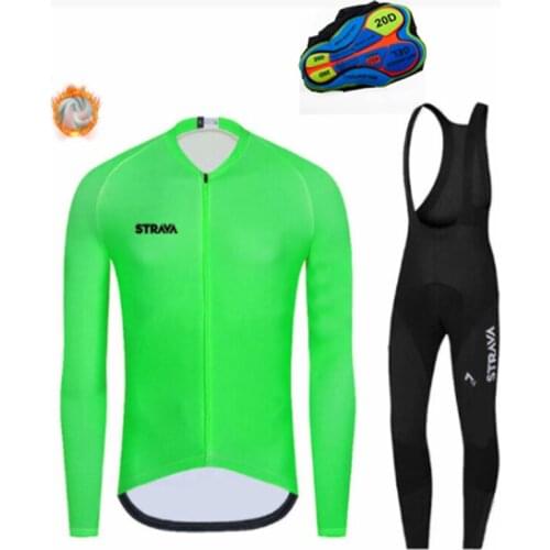 Clothing MTB Bike Jersey Men Long Sleeve MTB Bicycle Clothing 2021 Pro STRAVA Winter Thermal Fleece Cycling Jersey Set Bicycle