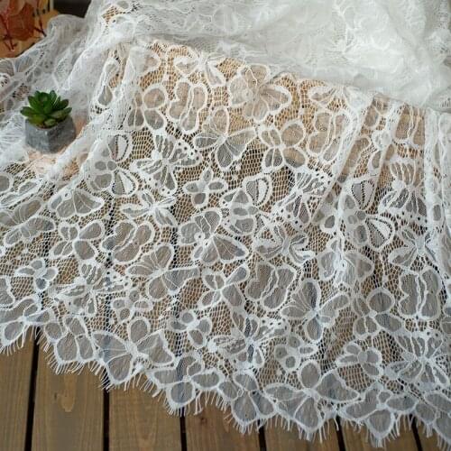 Chantilly Lace Fabric 3 Meters High Quality Handmade DIY Off White Black Eyelash Lace Trimming