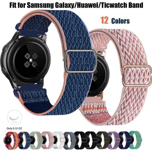 Nylon Loop Strap For Huawei watch GT 2 Samsung Galaxy Watch Active 2 46/42mm Elastic Bracelet for amazfit gts bip TicWatch belt
