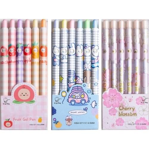 2021 New 6x Retractable Ink Pen 0.5mm Smooth Writing Grip Black Changeable Facial Expressions Design School Stationery Supplies