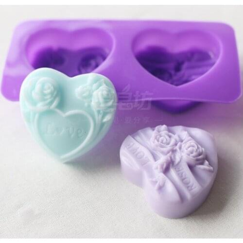 Love Heart Shape Soap Silicone Mold Handmade Decoration Tool Rose Silicone Soap Mold For Soap Making DIY Tray Soap Moulds
