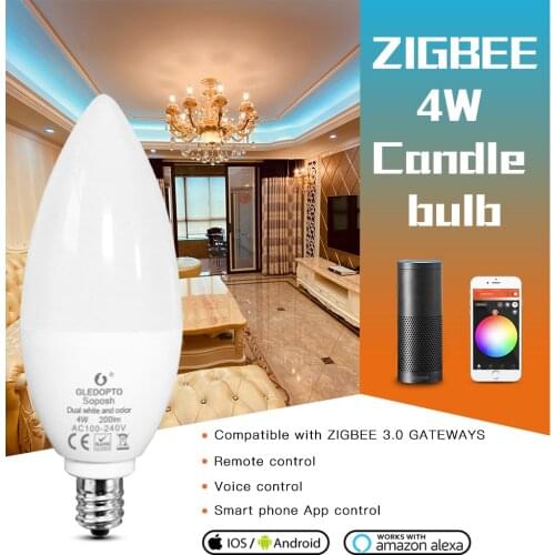 Zigbee zll led 4W candle light bulb rgb/rgbw/rgbww/cw smart APP control AC100-240V E12/E14 work with amazon smartthings