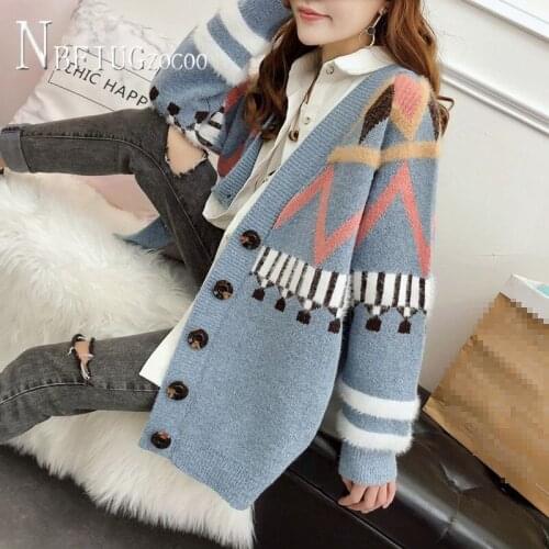 Sweater Cardigan Women Loose Korean Students Knitting Coat Plus Size Female Sweaters
