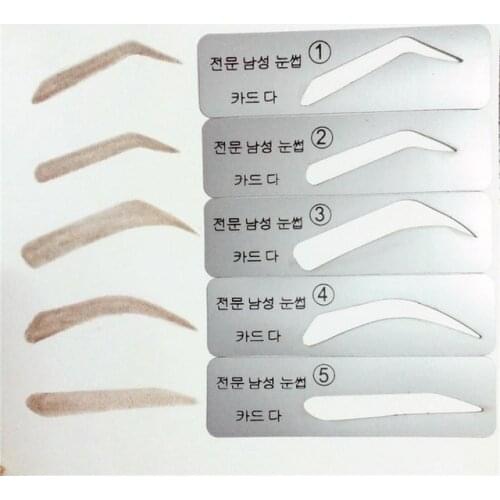 5Pcs/Pack Fashion 5 Types Men Eyebrow Stencils Brow Card Template Makeup Tool Grooming Kit