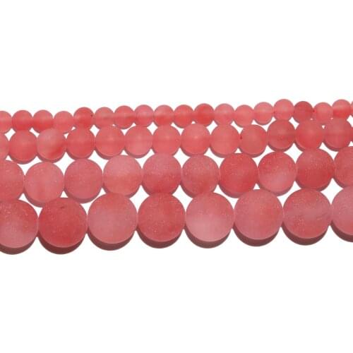 Dull Polish Matte Natural Stone Red Watermelon Crystal Round Loose Beads 4 6 8 10 MM Pick Size For Jewelry Making DIY Bracelet