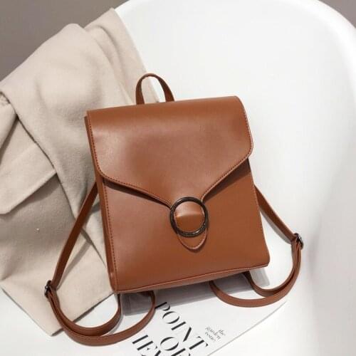 Vintage Female Backpack Pu Leather Womens Backpack School Bag for Girls Leisure travel Bag mochila Daypack lady Shoulder Bags