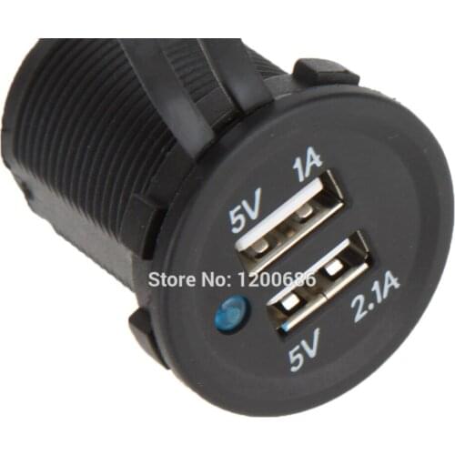 Waterproof 2 port Duel USB Charger Outlet 1A 2.1A for Panel Mount Motorcycle car power inverter