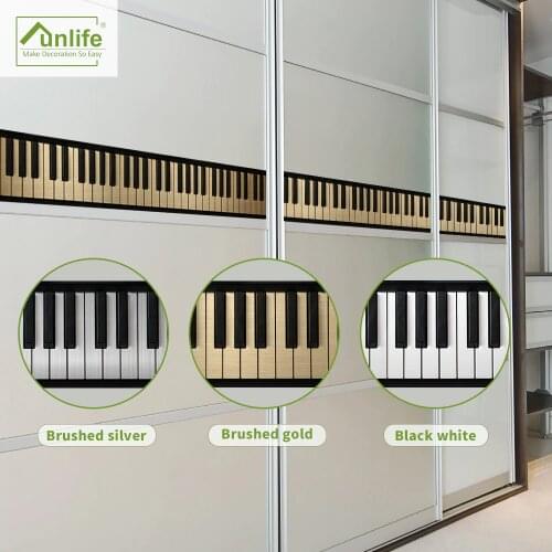 Funlife brushed silver gold Piano Waterproof Self-adhesive Waist lines Wall Border Sticker for Kitchen Bathroom Decor BS001