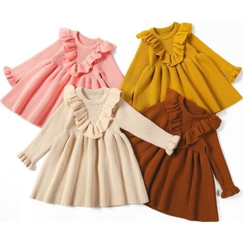 Girls Knitted Dress 2020 autumn winter Clothes Lattice Kids Toddler baby dress for girl princess Cotton warm Christmas Dresses