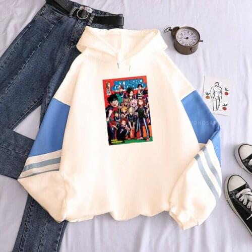 Japanese Anime My Hero Academia Cover Poster Printed Hoodies Unisex Harajuku Cartoon Costumes Women Winter Oversized Sweatshirts