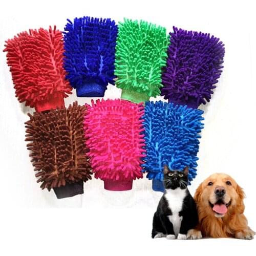 1pcs New Dog Toy Absorbent Quick-drying Dog Towel Glove Chenille Microfiber Shammy Pet Bath Towel Towels Accessory Pet Supplies