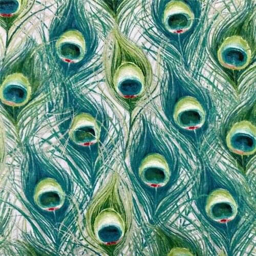 100% Plain Cotton Vintage Peacock feather Green Blooming Flowers Printed Cotton Fabric 50x110cm Floral Fabric Patchwork