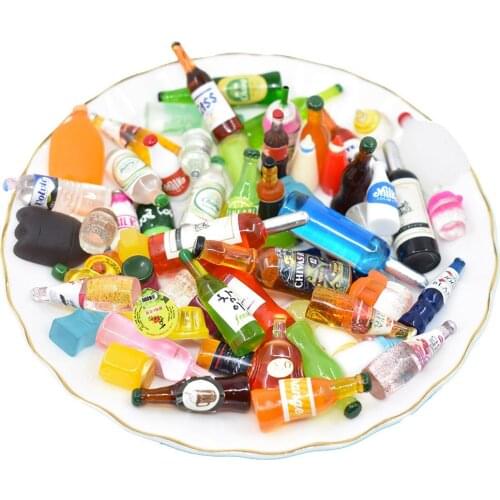 20Pcs/set Resin Cute Mini Wine Bottle Dollhouse Simulation Wine Whiskey Miniature Bottles Pretend Play Toys