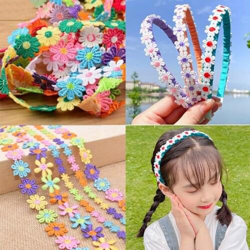 3 yard Colorful Daisy Flower Lace Trim For Knitting Wedding Embroidered Ribbon DIY Handmade Patchwork Sewing Supplies Crafts