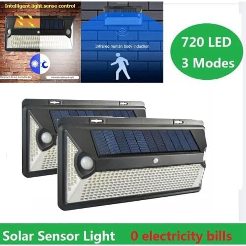 360/720 LED Solar Light Outdoor LED Solar Light Waterproof Street PIR Motion Sensor Wall Night Lamp Security Garden Lighting