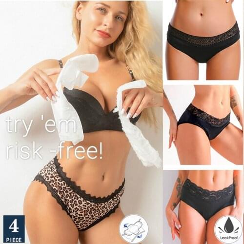 4 Pcs/lot Different Style Women Menstrual Panties Four Layer Leakproof Physiological Underpants Women Period Underwear Briefs
