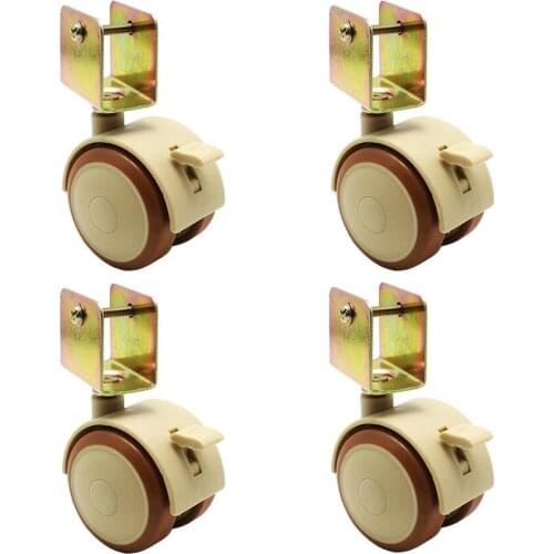 4Pcs Furniture Casters Crib Swivel Casters Cabinet Clamp with Brake Wheels Furniture support leg for Chairs Baby Bed Trolley