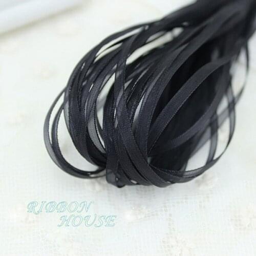 40 meters/lot) 1/8'' (3mm) Black Organza ribbons Wholesale gift wrapping Christmas ribbons