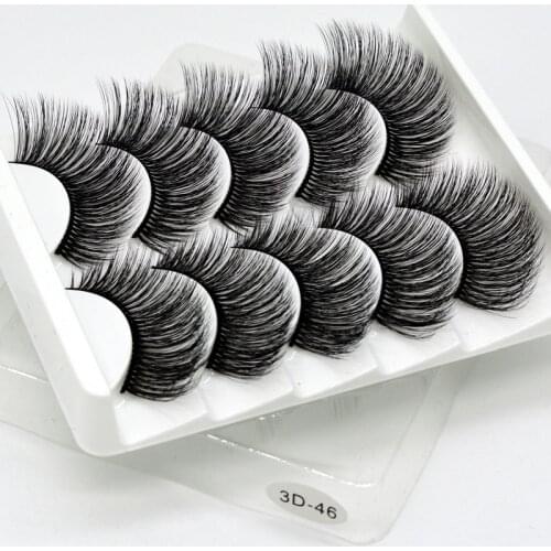 5Pairs Full Stri Eyelashes Handmade 3D Soft Lashes Natural False Eyelashes Thick Lashes Makeup Eyelash Extension For Beauty