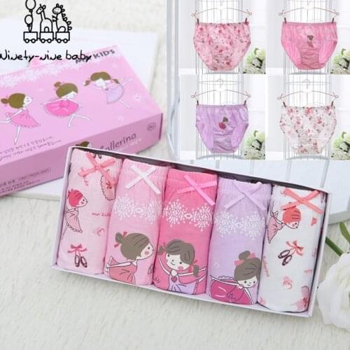 5Pcs/Lot Cotton Baby Girls Briefs High Quality Panties for Kids Cartoon Shorts Breathable Underwear Children Underpants Clothes