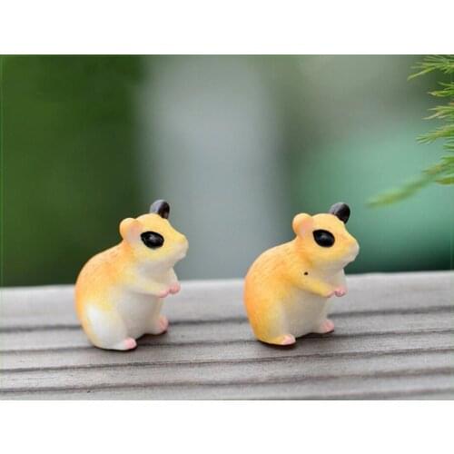 50pcs Animal Cute Hamster Ornaments Fairy Garden Miniatures Decorations for Terrarium Moss Bonsai Flowerpot Home Craft