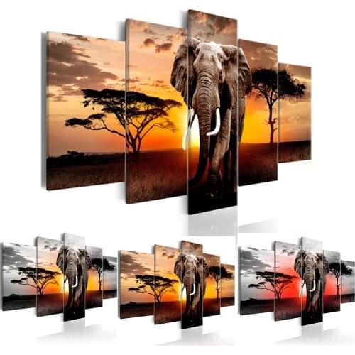 Huacan Full Square Diamond Embroidery Multi-picture Elephant DIY Diamond Painting 5pcs/set Animal Home Decoration