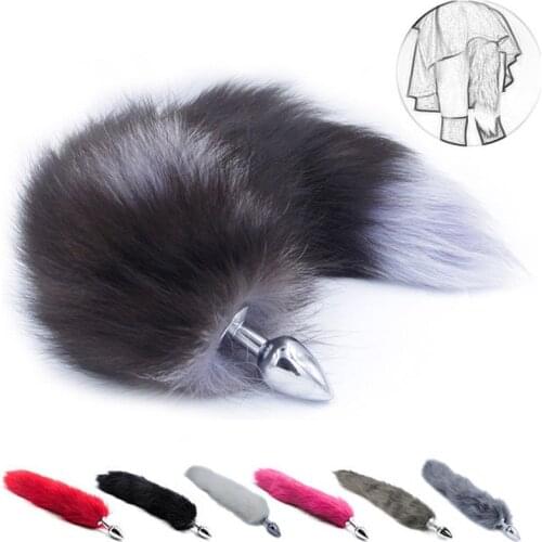 Anal Plug Real Fox Tail Smooth Touch Metal Butt Plug Tail G Spot Clitoris Stimulator No Vibrator Sex Toys For Woman Sex Shop