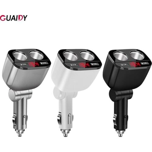 Car Charger Cigarette Lighter Smart Flash Charge LED Dual USB For Huawei Xiaomi 120 Degree Rotation Universal Phone Tablet