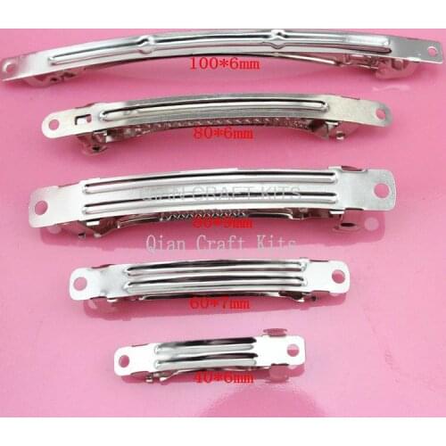 Free shipping set of 50pcs Mixed Sizes(35mm-70mm) Silver Tone French Hair Barrette Clips Findings,metal Hair Clips Findings