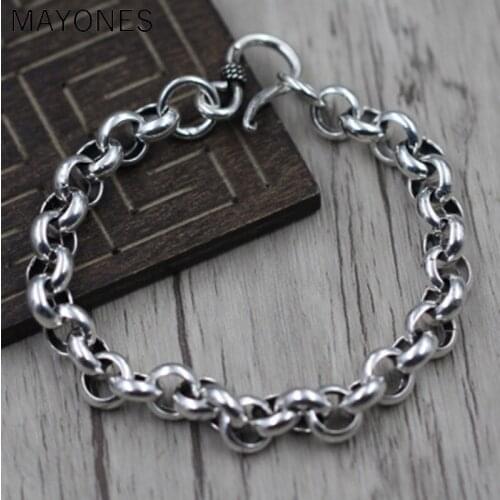 8mm width Handmade Thailand 925 Siilver Bracelet Vintage Sterling SIlver Bracelet Pure Silver Bracelet