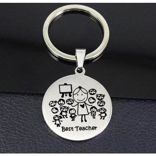 Stainless Steel Keychain Teacher Thanksgiving Gift TeacherS Day Teacher Jewelry Student Send Teacher Gift