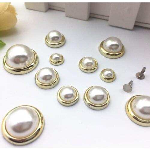 50pcs White Color Gold Silver Edge Imitation Pearl Bead Home DIY Clothing Shoes Bags Accessories Craft Art Decoration 6mm-18mm