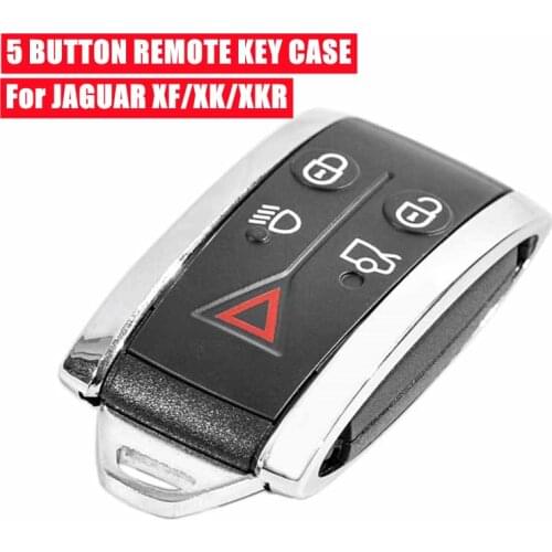 5 Buttons Car Remote Smart Keyless Fob Case Shell w/ Uncut Key Blade For Jaguar XF XK XKR 2007 2008 2009 2010 2012 X-Type S-Type