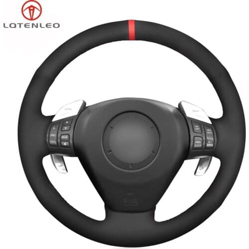 LQTENLEO Black Suede Hand Sewing Car Steering Wheel Cover For Mazda RX-8 RX8 2003 2004 2005 2006 2007 2008 2009 2010 2011
