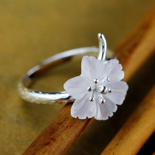 Gemstone Elegant Natural Crystal Ring for women 925 Sterling Silver Women Ice Flower New Fashion Fine Jewelry Ring Wedding gift