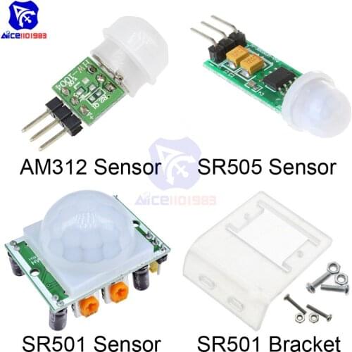 HC-SR501 HC-SR505 Adjust IR Pyroelectric Infrared Motion Detection Module AM312 Module Motion Sensor SR501 Bracket for Arduino